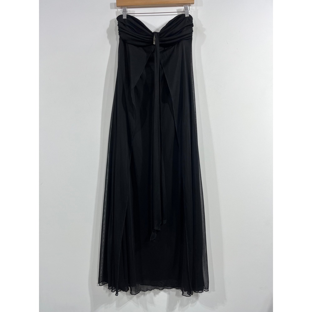 Taboo VTG Y2K Black Mesh Overlay Maxi Dress Rhinestone Size 13 14 Hoco Prom